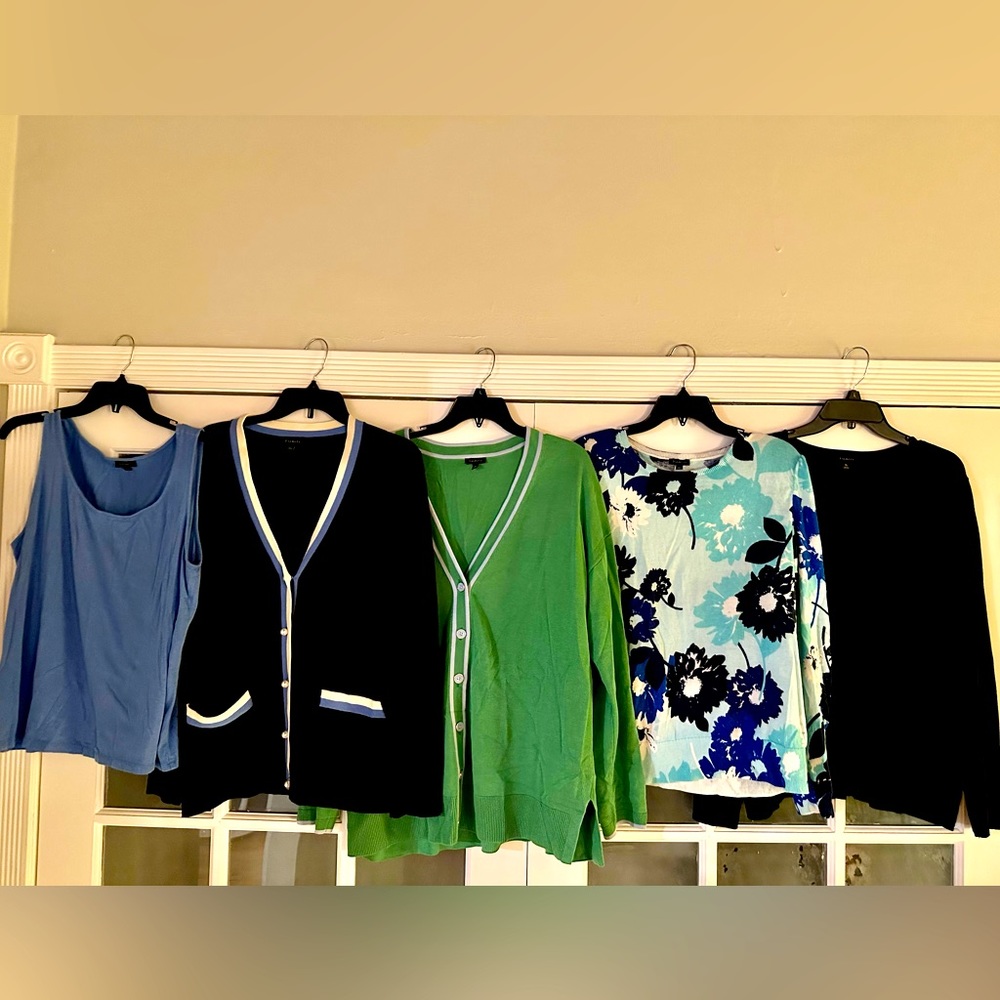 LOT of 5 Pieces TALBOTS XL X-LARGE Cardigans sweaters and sleeveless shell tank